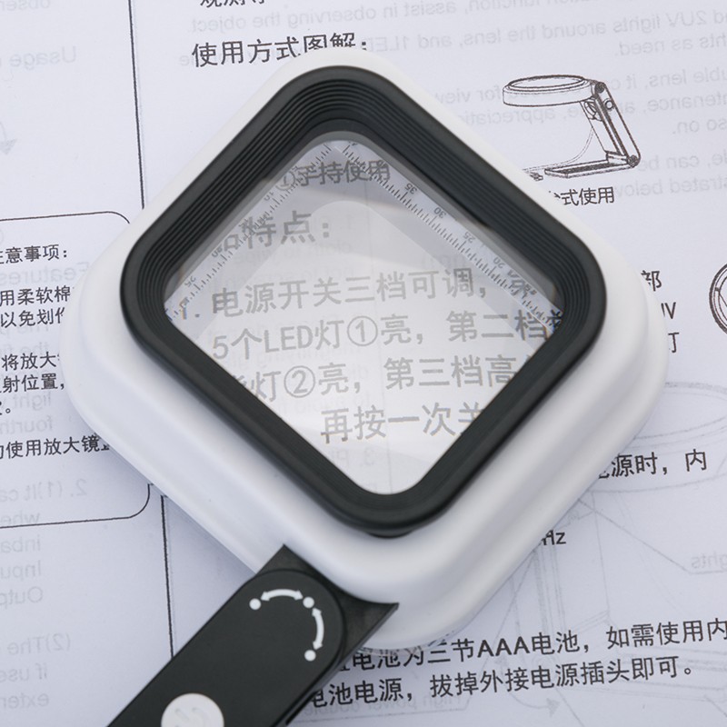 10X/15x/20X Handheld/ Hans-free/ LED UV lights Magnifier with scale