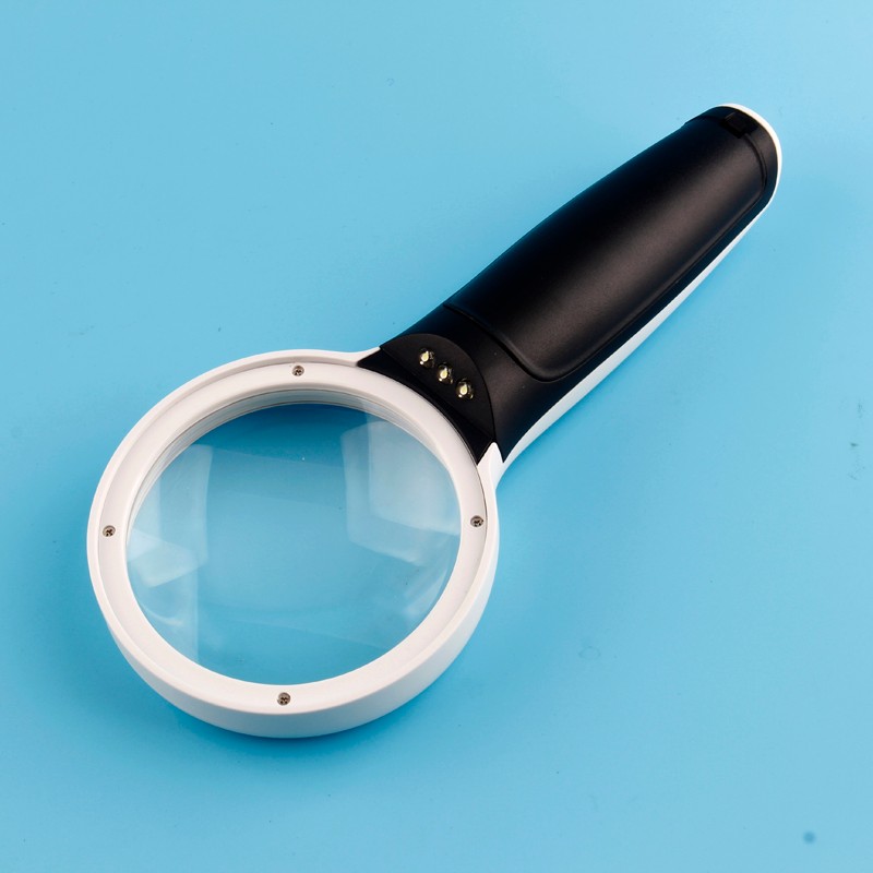 10X75mm handheld magnifier with Led for reading