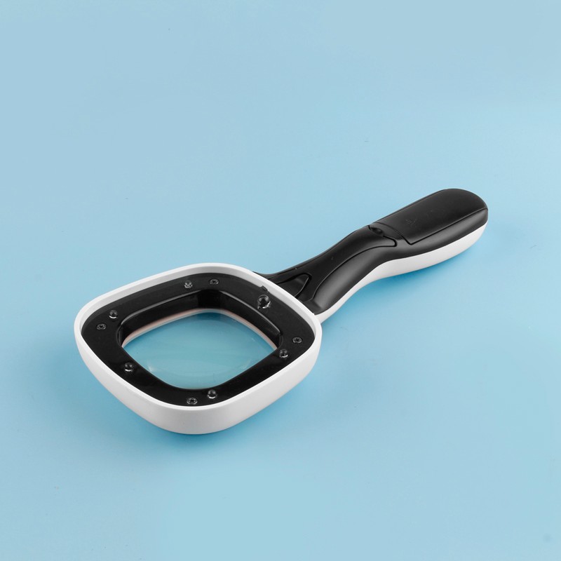 3x65MM Handheld magnifier with 5 led and 1 UV white color