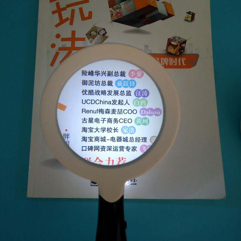 Handheld reading magnifier with green glass lens 4*65MM led lights