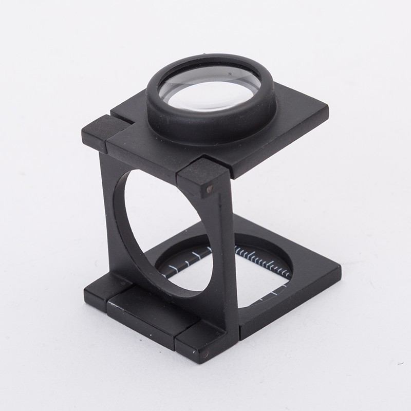 Hot sale Three folding magnifier zinc alloy led loupe with scale for  textile optical jewelry tool