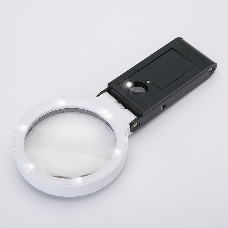 Pocket Lupa Magnifying Glass, Foldable Hand Held Magnifying Glass With Led Light