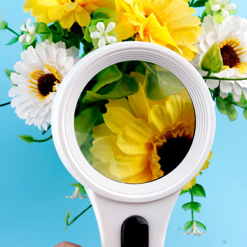 Handheld led lighted magnifier with 5 led glass lens reading magnifier 4x65MM