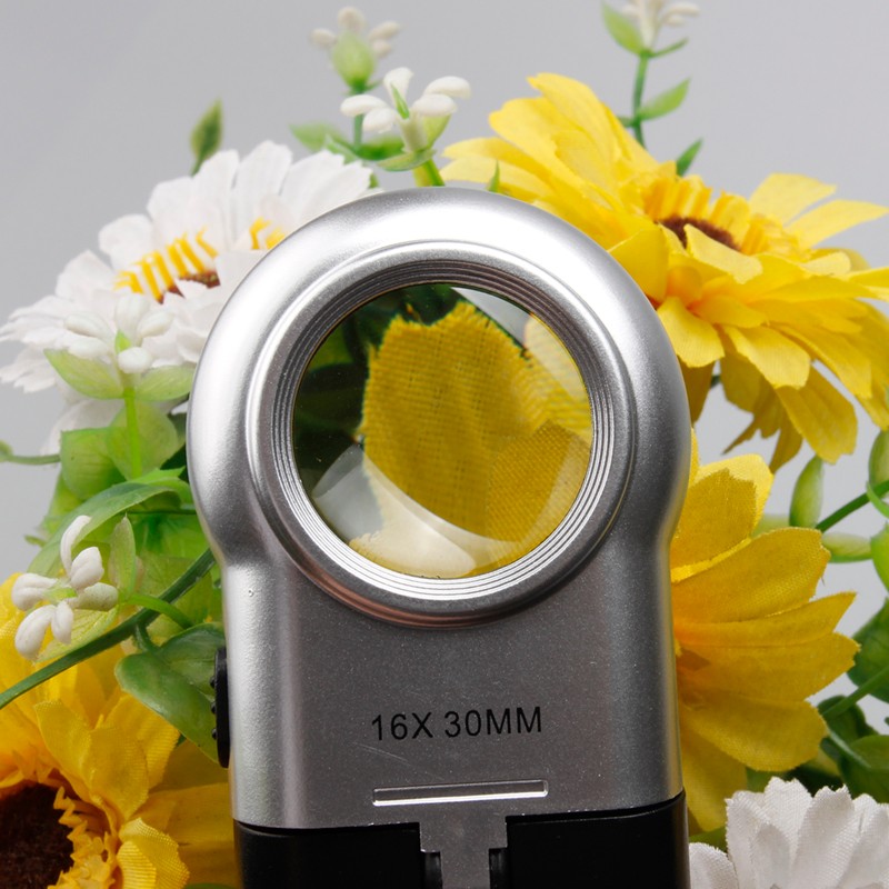 Portable jewelry magnifier foldable magnifying glass with led 16x30MM