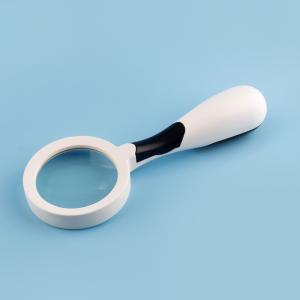 Handheld reading magnifier with green glass lens 4*65MM led lights