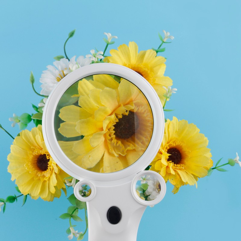 Lighted magnifying glass 2.5x/25x/55x Handheld reading magnifer for senior and kids