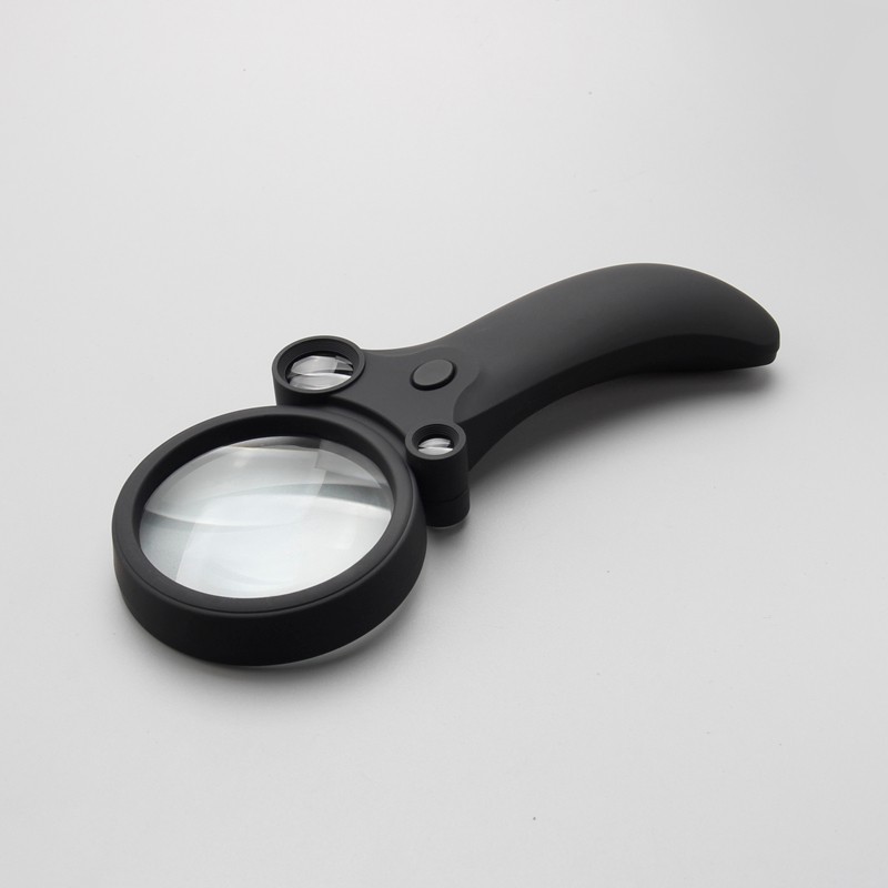 Magnifying glass with light,handheld 4 led illuminated magnifier three lens