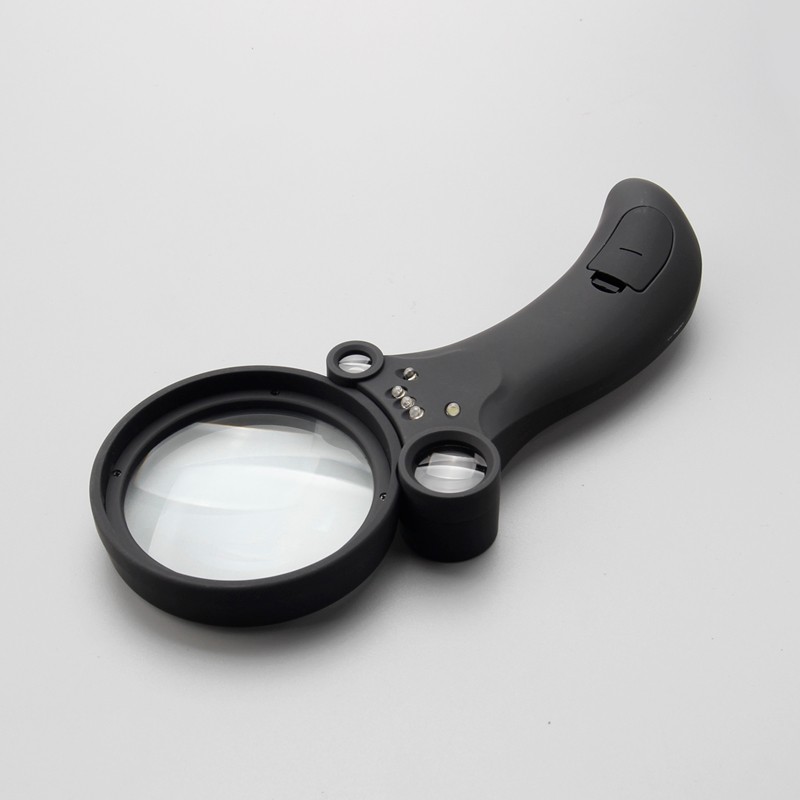 Magnifying glass with light,handheld 4 led illuminated magnifier three lens