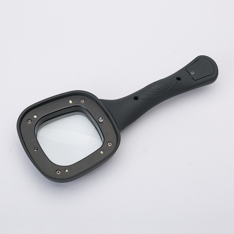 Square handheld 6 LED lights magnifier multifuction magnifying glass 3x 65MM
