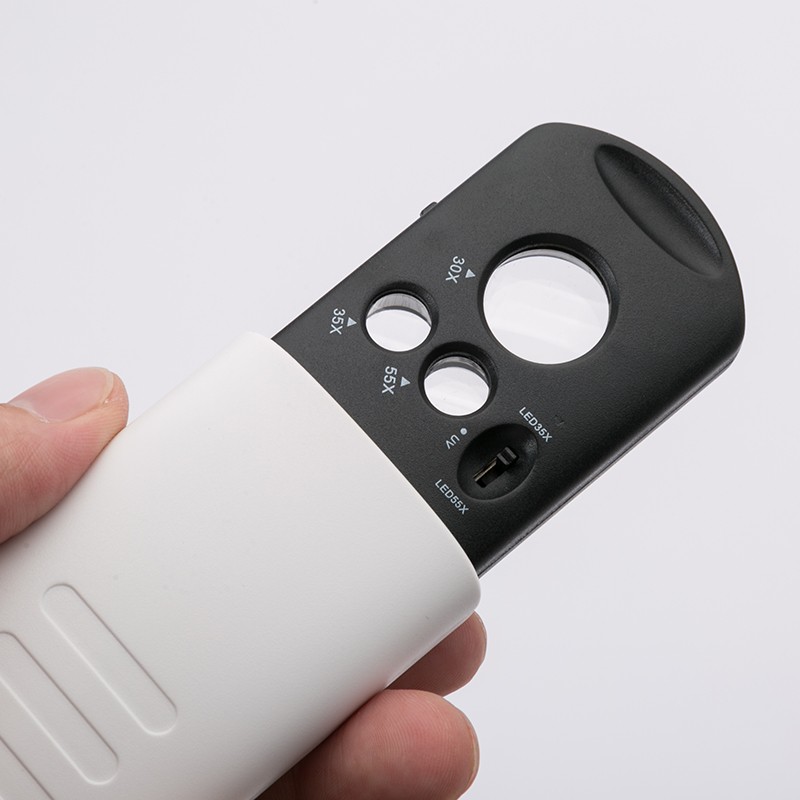 New design pocket magnifer 25x/30x/55x portable magnifying glass with led light and UV