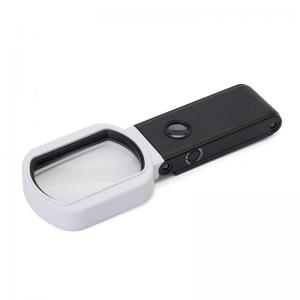 New handheld large magnifying glass rectangular 6 LED illuminated  magnifier 25x folding magnifier