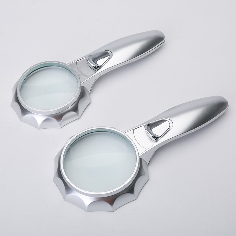 Wholesale New design Handheld magnifier LED lighted illuminated magnifying glasses for reading repair  4x