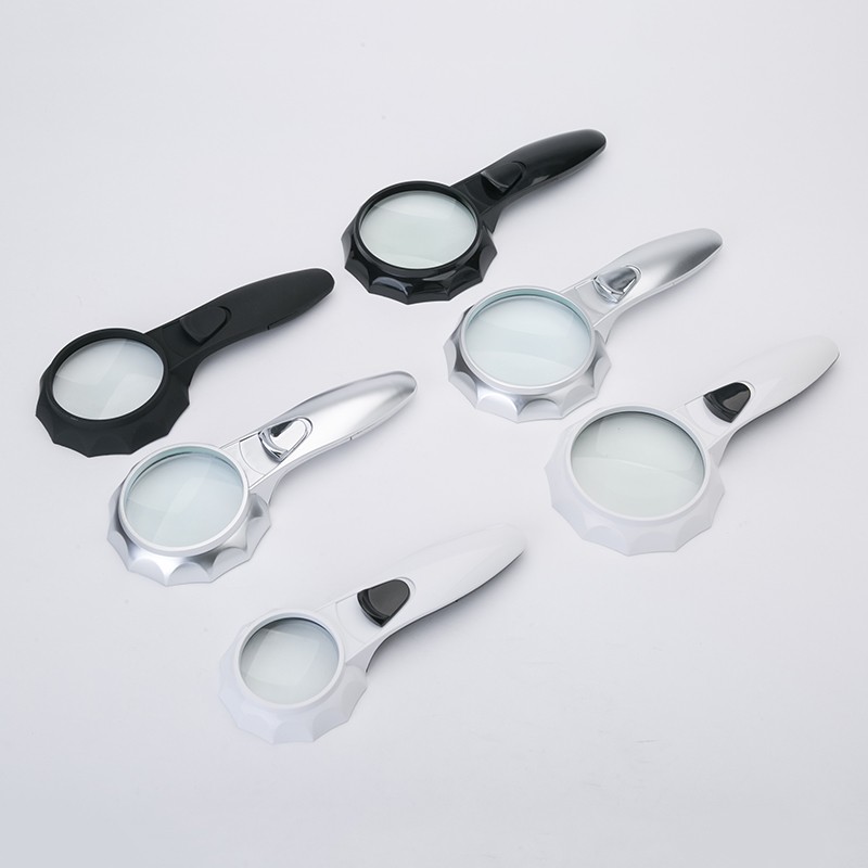 Wholesale New design Handheld magnifier LED lighted illuminated magnifying glasses for reading repair  4x