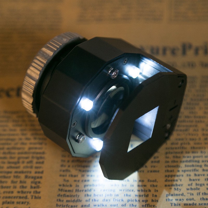 desktop portable metal loupe manifying glasses with 3 LED lights scale magnifier for texile jewelry tool