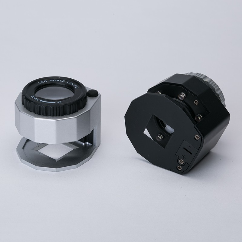 desktop portable metal loupe manifying glasses with 3 LED lights scale magnifier for texile jewelry tool